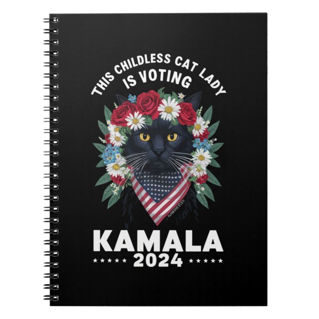 This Childless Cat Lady Ladies Is Voting Kamala  Notebook (Front)