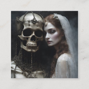 This close up demonic bride chained by rusty chain square business card
