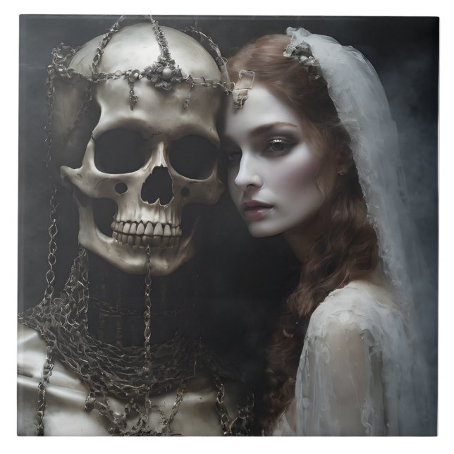 This close up demonic bride chained by rusty chain tile (Front)