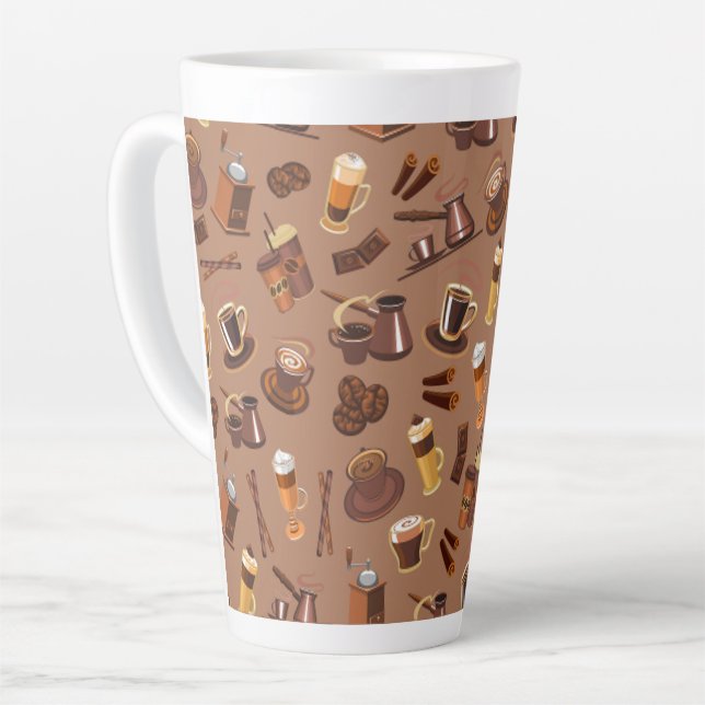 This cool Colourful Coffee Maker Pattern Latte Mug (Left Angle)