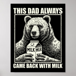 This Dad Always Came Byck With Milk Funny Fathers Poster
