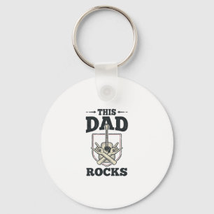 This Dad Rocks Vintage Guitar Dad Shirt Design (3) Keychain