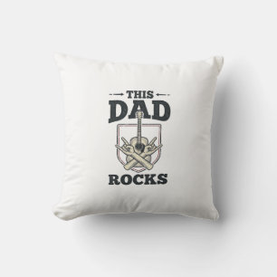 This Dad Rocks Vintage Guitar Dad Shirt Design (3) Throw Pillow