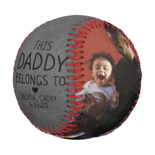 This Daddy Belongs to Dark Gray Photo Father's Day Baseball