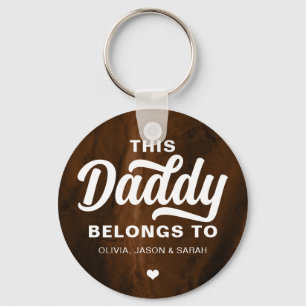 This Daddy Belongs to Father's Day Brown Gold Keychain