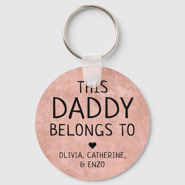 This Daddy Belongs To Father's Day Copper Red Keychain (Front)