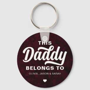 This Daddy Belongs to Father's Day Marble Red Keychain
