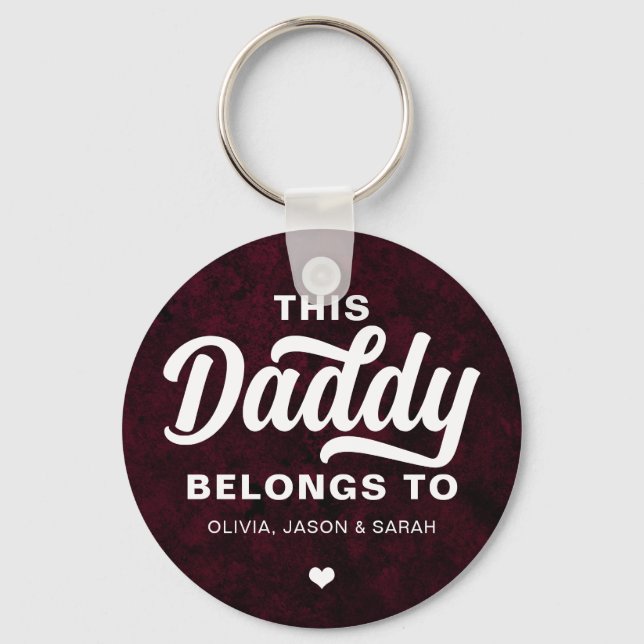 This Daddy Belongs to Father's Day Marble Red Keychain (Front)