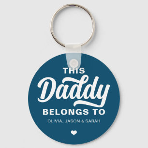 This Daddy Belongs to Father's Day Navy Blue Keychain