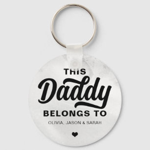 This Daddy Belongs to Father's Day White Marble Keychain