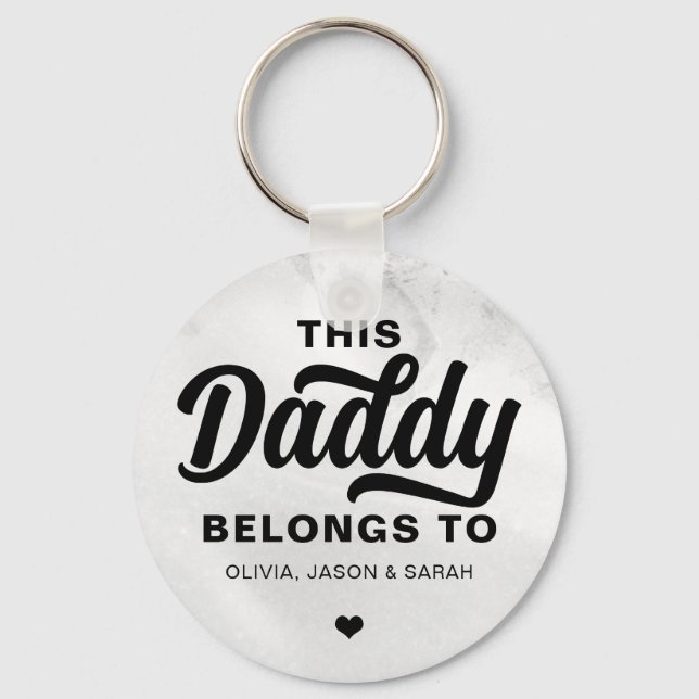 This Daddy Belongs to Father's Day White Marble Keychain (Front)