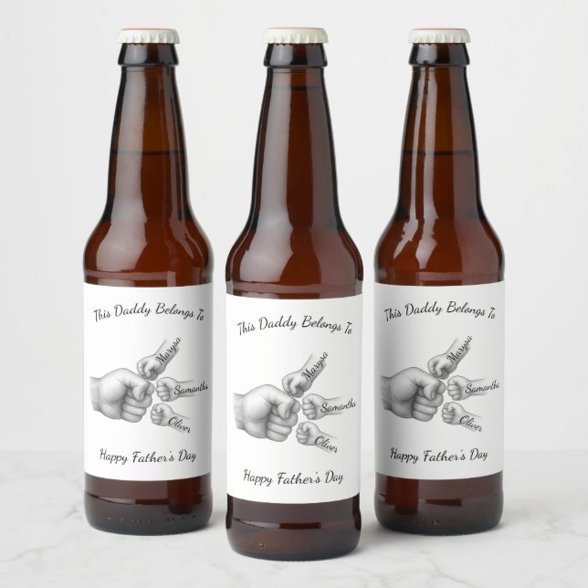 This Daddy Belongs To – Gift with Kids' Names -  Beer Bottle Label (Bottles)