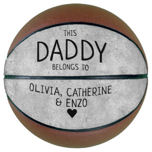 This Daddy Belongs To Kids Names Father's Day Grey Basketball