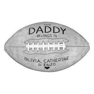 This Daddy Belongs To Kids Names Father's Day Grey Football