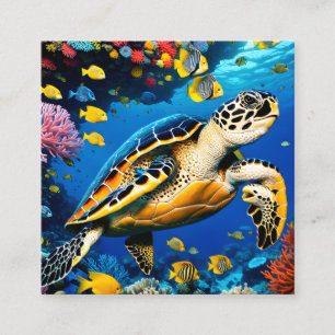 This digital render of a hawksbill sea turtle divi square business card