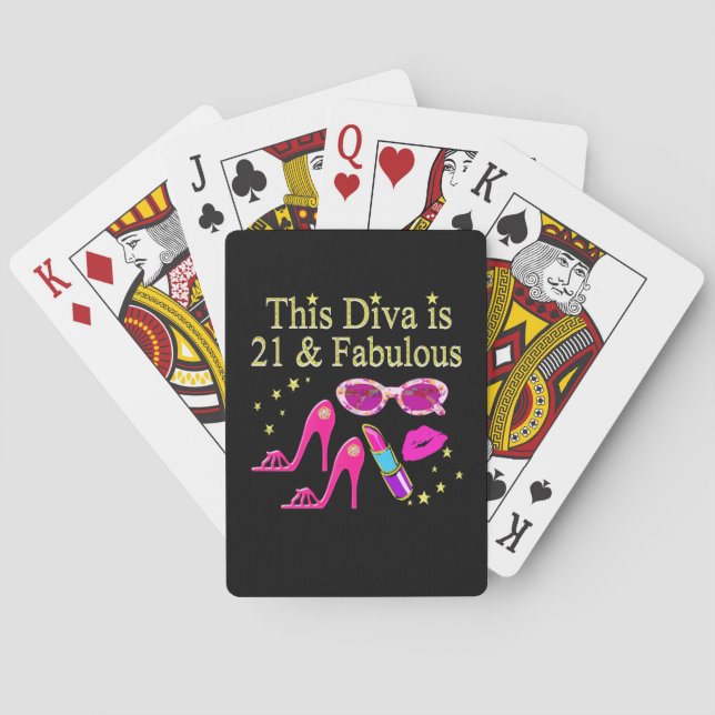 THIS DIVA IS 21 AND FABULOUS DESIGN PLAYING CARDS (Back)
