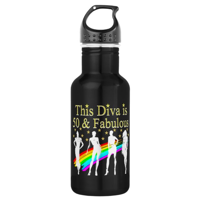 THIS DIVA IS 50 AND FABULOUS 50TH BIRTHDAY 532 ML WATER BOTTLE (Front)
