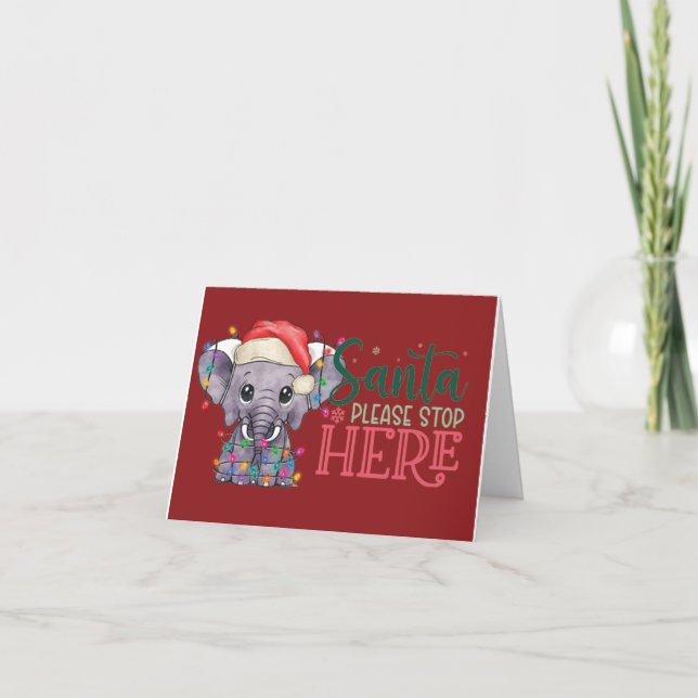 This Elephant Christmas Santa Card (Front)