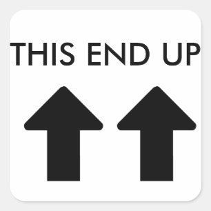 This End Up Black Arrow Square Sticker