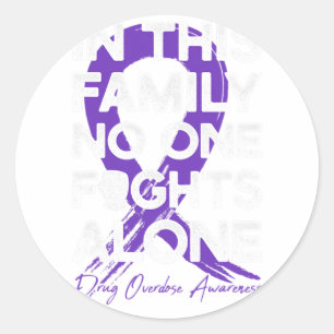 This Family Drug Overdose Warrior Classic Round Sticker