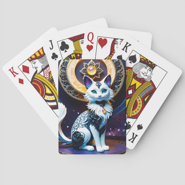 This filigree fantasy cat is truly a work of art.  playing cards (Back)
