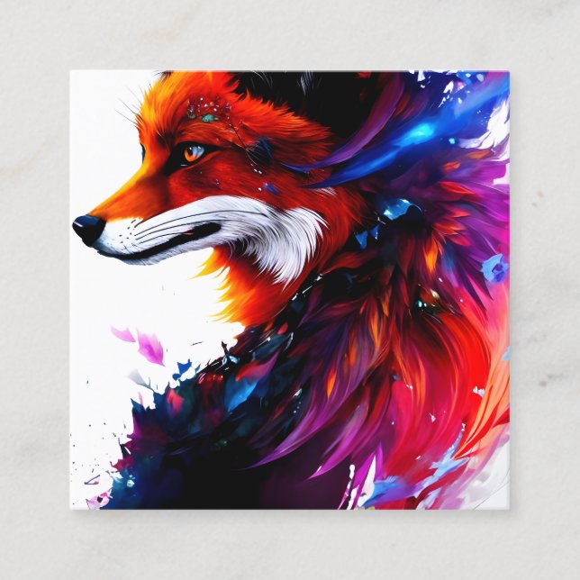 This firey fox is a professional portrait of an ab square business card (Front)