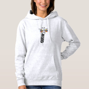 This funny graphic design features giraffe with co hoodie