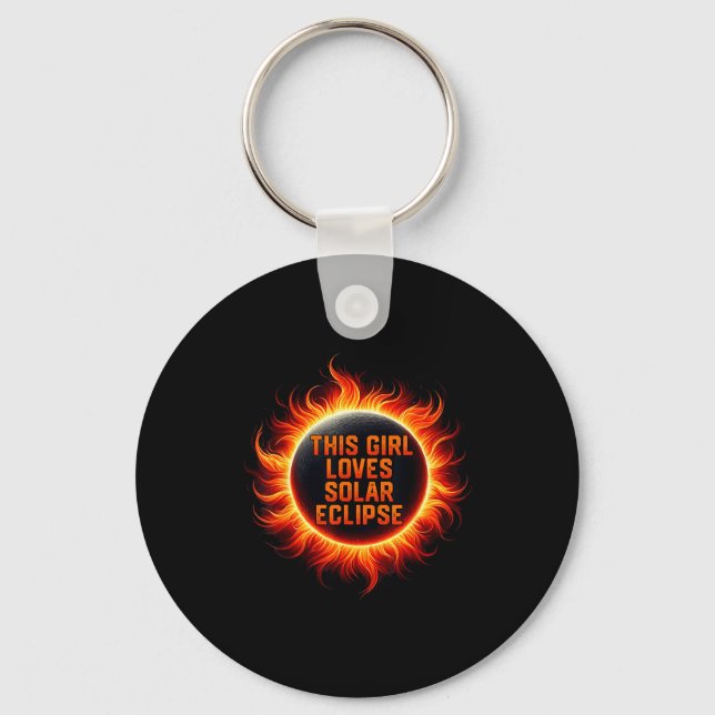 This Funny Loves Solar Eclipse Totality Solar Keychain (Front)