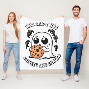This Ghost Has Anxiety and Snacks   Fleece Blanket