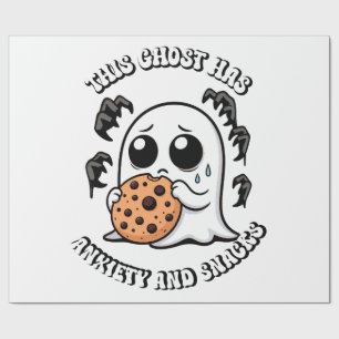 This Ghost Has Anxiety and Snacks   Wrapping Paper