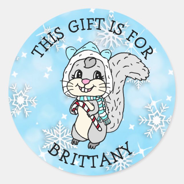 This Gift is For... Christmas Squirrel Classic Round Sticker (Front)
