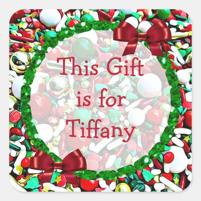 This Gift is for Holiday Sprinkles Christmas Square Sticker (Front)