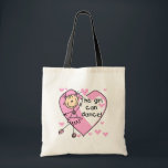 This Girl Can Dance T-shirts and Gifts Tote Bag<br><div class="desc">An adorable stick figure ballerina in a pink tutu, pink hearts, and text that reads "This girl can dance!" on ballerina bags, T-shirts, hoodies, mugs, buttons, mousepads, keychains, magnets, and other ballerina apparel and gifts.</div>