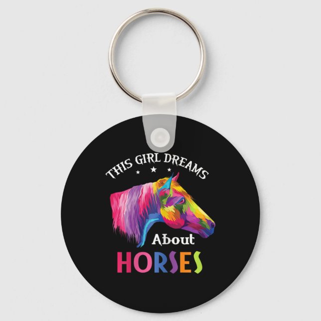 This Girl Dreams About Horses Horseback Riding Clo Keychain (Front)