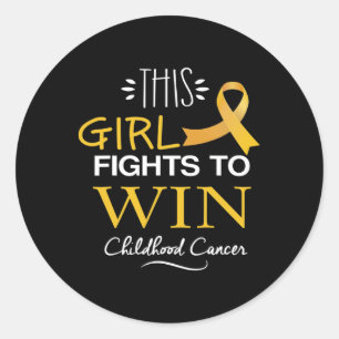 This Girl Fights To Win Childhood Cancer Awareness Classic Round Sticker
