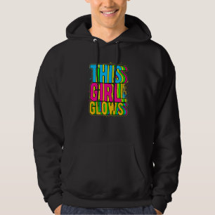 This Girl Glows party 80s vintage retro colourful  Hoodie