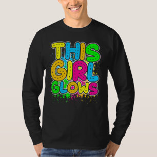 This Girl Glows party 80s vintage retro colourful T-Shirt