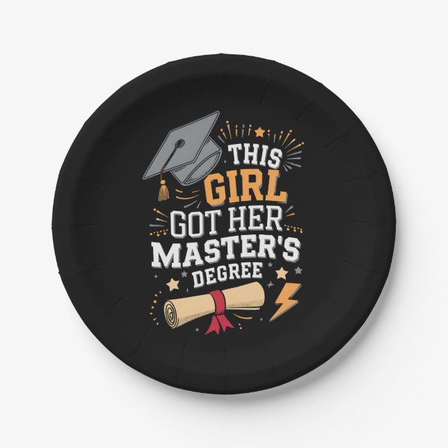 This Girl Got Her Master's Degree Graduation Paper Plate (Front)
