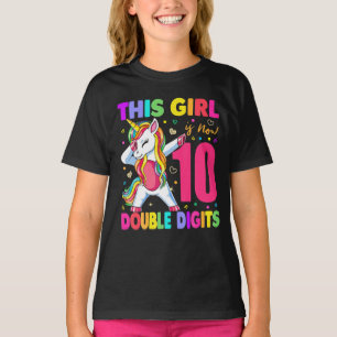 This Girl Is Now 10 Double Digits 10th Birthday 10 T-Shirt