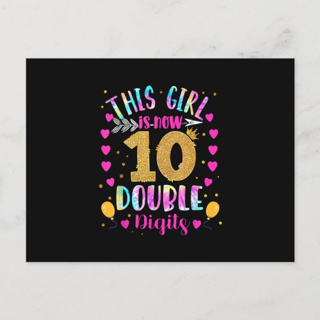This Girl Is Now 10 Double Digits Tie Dye Postcard (Front)