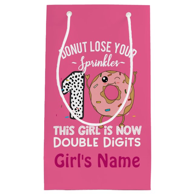 This Girl is Now Double Digits 10th Birthday Dough Small Gift Bag (Front)