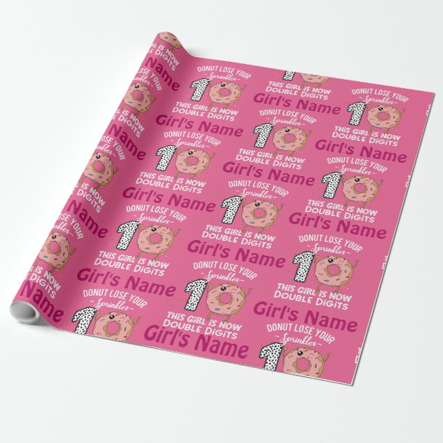 This Girl is Now Double Digits 10th Birthday Dough Wrapping Paper (Unrolled)