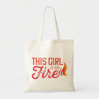 This girl is on fire tote bag