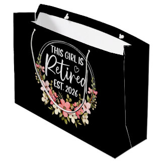 This Girl is Retired Est. 2026 Floral Retirement Large Gift Bag