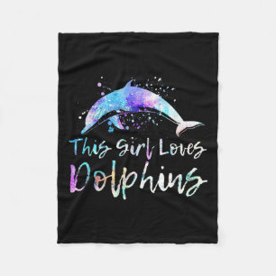 This Girl Loves Dolphins Dolphin Lover Quote Vinta Fleece Blanket
