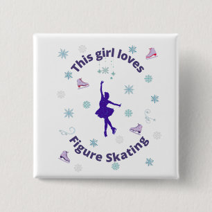 This Girl Loves Figure Skating    2 Inch Square Button