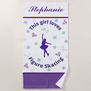 This Girl Loves Figure Skating  Beach Towel