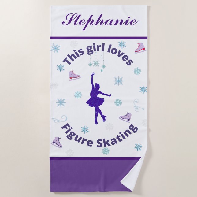 This Girl Loves Figure Skating  Beach Towel (Front)