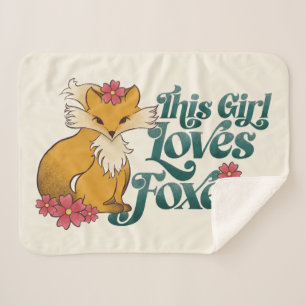This Girl Loves Foxes with Flowers Sherpa Blanket