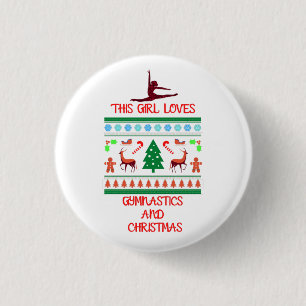 This Girl Loves Gymnastics and Christmas 1 Inch Round Button